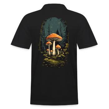 Vintage Pilz Wunder Fliegenpilz im Retro Stil - Männer Poloshirt - Schwarz - Hinten - Kai (181cm)