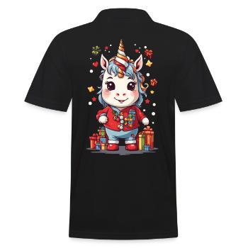 Magical Christmas Unicorn Unicorn at Christmas - Men's Polo Shirt - black - Back - Kai (181cm)