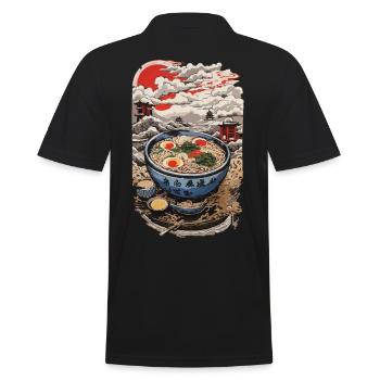Retro Ramen Japan Ukiyo-E Style Noodle Soup Art - Men's Polo Shirt - black - Back - Kai (181cm)