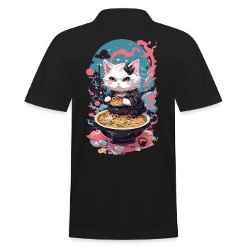 Cat Goth Pastel Ramen Noodle Soup Kawaii - Men's Polo Shirt - black - Back - Kai (181cm)