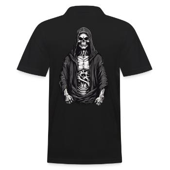 Halloween Grim Reaper Skeleton Skull Design - Men's Polo Shirt - black - Back - Kai (181cm)
