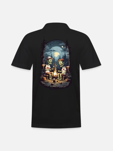 Zombie Camping Halloween Spooky Campfire - Men's Polo Shirt - black