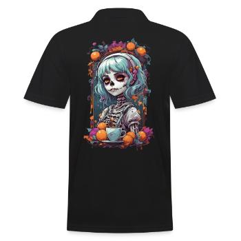 Goth e-Girl Skull Dia de Muertos Kaffee Design - Männer Poloshirt - Schwarz - Hinten - Kai (181cm)