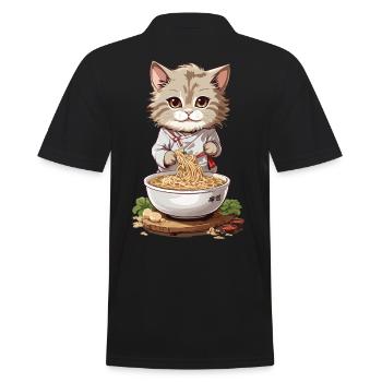 Kawaii chat Ramen soupe de nouilles Design Otaku Mode - Polo Homme - noir - Dos - Kai (181cm)