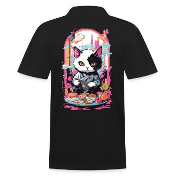 Kawaii Sushi Katze Pastell Goth Japan Style - Männer Poloshirt - Schwarz - Hinten - Kai (181cm)