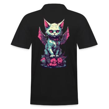 Goth Katze Vampir Dämonen Aesthetic - Männer Poloshirt - Schwarz - Hinten - Kai (181cm)