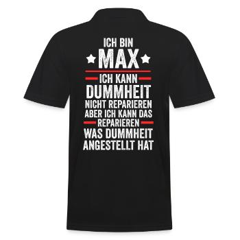 Max - Männer Poloshirt - Schwarz - Hinten - Kai (181cm)