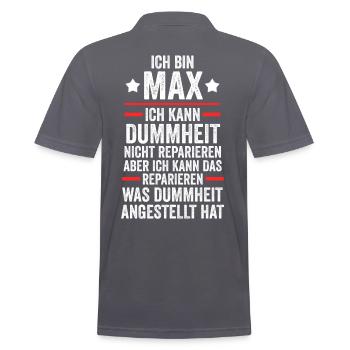 Max - Men's Polo Shirt - charcoal grey - Back - Nico (186cm)