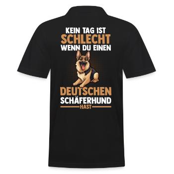 Hund Deutscher Schäferhund - Männer Poloshirt - Schwarz - Hinten - Kai (181cm)
