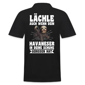 Hund Havaneser - Männer Poloshirt - Schwarz - Hinten - Kai (181cm)
