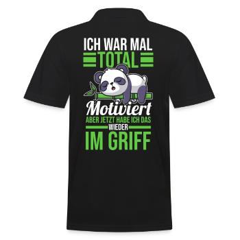 Ich War Mal Total Motiviert Panda - Männer Poloshirt - Schwarz - Hinten - Kai (181cm)