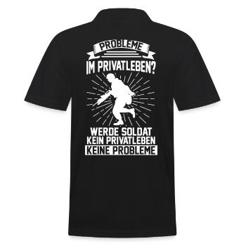 Berufssoldat Bundeswehr Offizier Soldat - Männer Poloshirt - Schwarz - Hinten - Kai (181cm)
