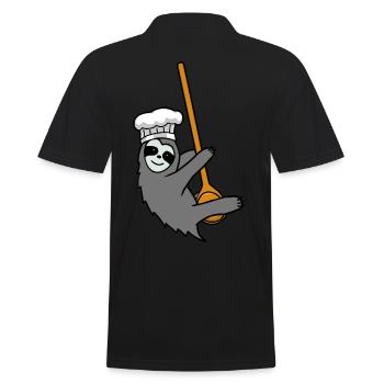 Fleißig Faultier Küche kochen Kochlöffel Hobbykoch - Männer Poloshirt - Schwarz - Hinten - Kai (181cm)