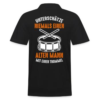 Trommel Drummer Trommeln Drumsticks Rührtrommel - Männer Poloshirt - Schwarz - Hinten - Kai (181cm)