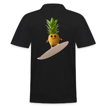 Surfende Ananas - Männer Poloshirt - Schwarz - Hinten - Kai (181cm)