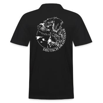 Deutsch Drahthaar Portrait Jagdhunde Wilsigns - Männer Poloshirt - Schwarz - Hinten - Kai (181cm)