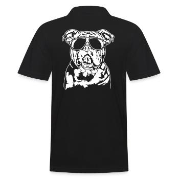 American XXL Bulldog cool Dog Portrait Wilsigns - Men's Polo Shirt - black - Back - Kai (181cm)
