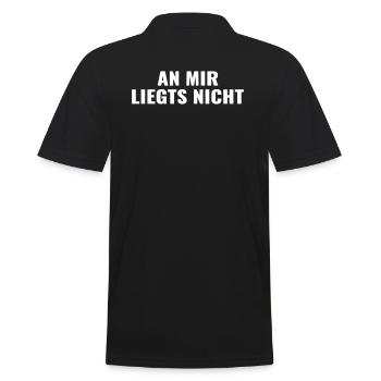 Lustige Sprüche unschuldig An mir liegts nicht Fun - Männer Poloshirt - Schwarz - Hinten - Kai (181cm)