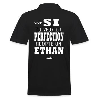 Ethan Si tu veux la perfection Cadeau ethan - Polo Homme - noir - Dos - Kai (181cm)