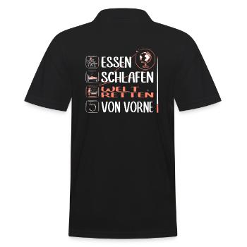 "Super Lehrerin" rettet die Welt. Geschenkidee - Männer Poloshirt - Schwarz - Hinten - Kai (181cm)