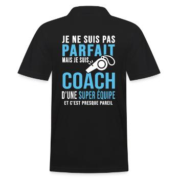 coach parfait super équipe club humour coach sport - Polo Homme - noir - Dos - Kai (181cm)