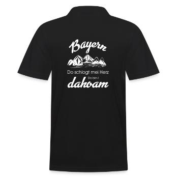 Bayern dahoam. Do schlogt mei Herz. bayrisch - Männer Poloshirt - Schwarz - Hinten - Kai (181cm)