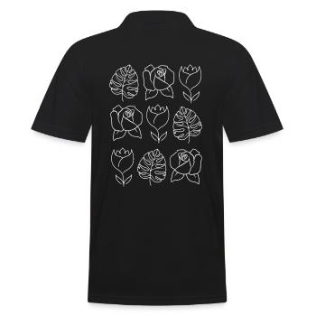 Flowers - Minimalist flowers - Men's Polo Shirt - black - Back - Kai (181cm)