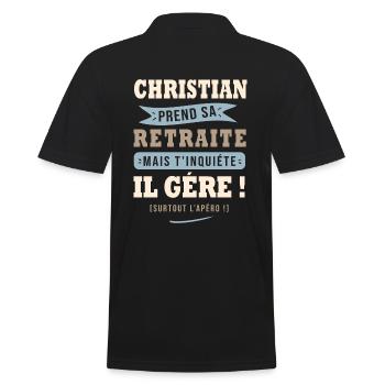 Christian humour retraité cadeau retraite homme - Polo Homme - noir - Dos - Kai (181cm)