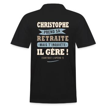 Christophe humour retraite cadeau retraité - Polo Homme - noir - Dos - Kai (181cm)