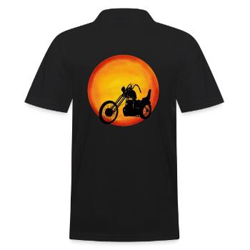 Chopper Sonne, Rocker, Biker - Männer Poloshirt - Schwarz - Hinten - Kai (181cm)