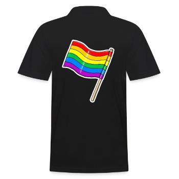 Regenbogen Flagge - Männer Poloshirt - Schwarz - Hinten - Kai (181cm)