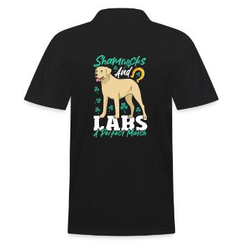 Labrador Owner Lab Paw Happy St Patrick's Day - Men's Polo Shirt - black - Back - Kai (181cm)