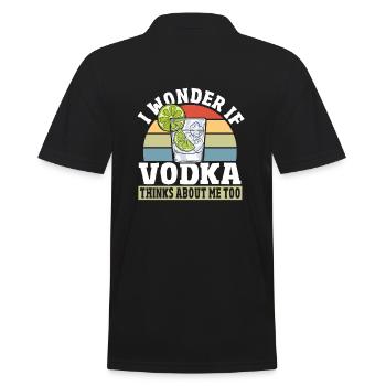 Ich frage mich, ob Vodka auch an mich denkt - Männer Poloshirt - Schwarz - Hinten - Kai (181cm)