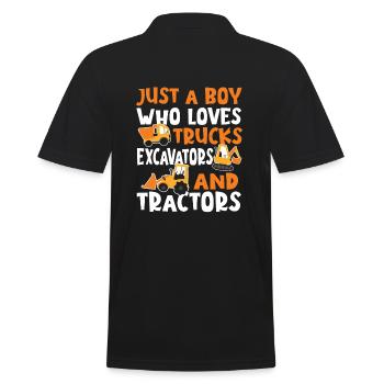 Juste un garçon qui conduit des camions, des excavatrices et des tracteurs - Polo Homme - noir - Dos - Kai (181cm)