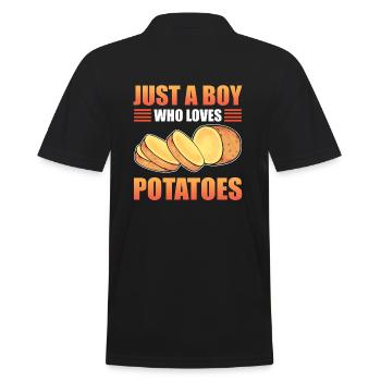 Just a boy who loves potatoes - Men's Polo Shirt - black - Back - Kai (181cm)