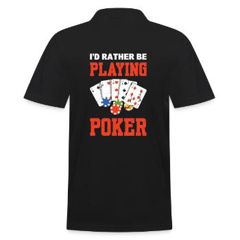 Ich spiele lieber Poker - Männer Poloshirt - Schwarz - Hinten - Kai (181cm)