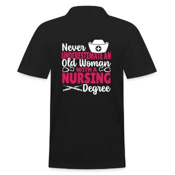 Ne sous-estimez jamais une vieille femme avec un - Polo Homme - noir - Dos - Kai (181cm)