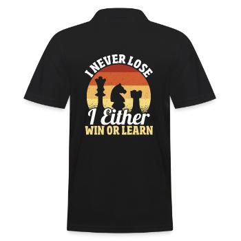 Ich verliere nie Ich gewinne oder lerne - Männer Poloshirt - Schwarz - Hinten - Kai (181cm)