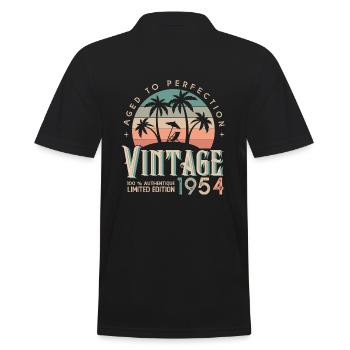 1954 Birthday Gift Born 1954 - Men's Polo Shirt - black - Back - Kai (181cm)