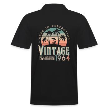 1964 Birthday Gift Born 1964 - Men's Polo Shirt - black - Back - Kai (181cm)