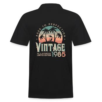 1985 Geburtstagsgeschenk Geboren 1985 - Männer Poloshirt - Schwarz - Hinten - Kai (181cm)