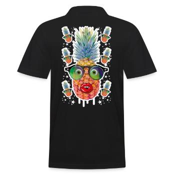 06 Crazy Pineapple in Love Sunglasses funny - Männer Poloshirt - Schwarz - Hinten - Kai (181cm)