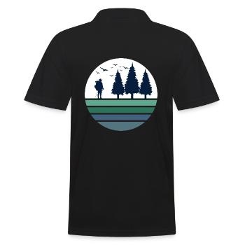 wandern adventure wanderzeit black forest trekking - Männer Poloshirt - Schwarz - Hinten - Kai (181cm)