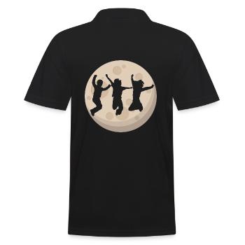 Springende Kinder im Mondlicht - Männer Poloshirt - Schwarz - Hinten - Kai (181cm)