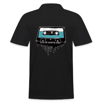Kassette schmelzend 80's Motiv - Männer Poloshirt - Schwarz - Hinten - Kai (181cm)