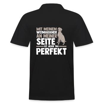 Hund Weimaraner - Männer Poloshirt - Schwarz - Hinten - Kai (181cm)