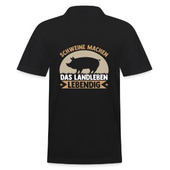 Schwein Schweinebauer Bauernhof Schweine - Männer Poloshirt - Schwarz - Hinten - Kai (181cm)