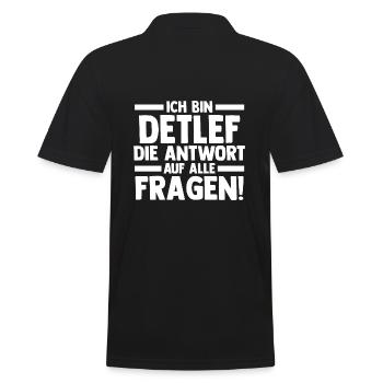 Vorname Detlef - Männer Poloshirt - Schwarz - Hinten - Kai (181cm)