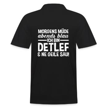Vorname Detlef - Männer Poloshirt - Schwarz - Hinten - Kai (181cm)