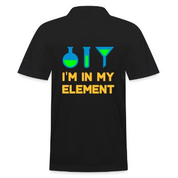 I'm in my element (flask, test tube, funnel) - Men's Polo Shirt - black - Back - Kai (181cm)